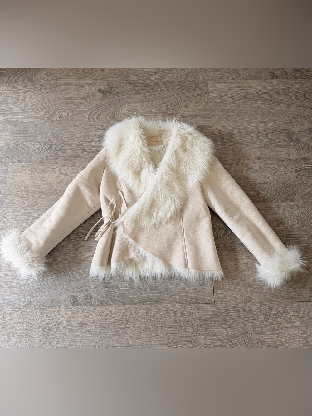Cream Faux-Fur Trim Jacket